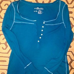 Long sleeve dark aqua blue shirt